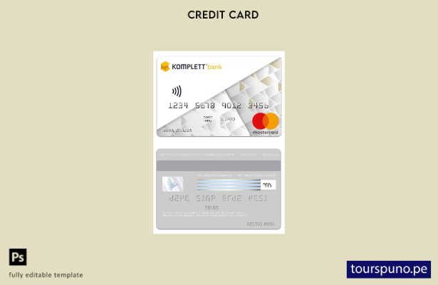 lista para imprimir plantilla de tarjeta mastercard de Noruega Komplett Bank